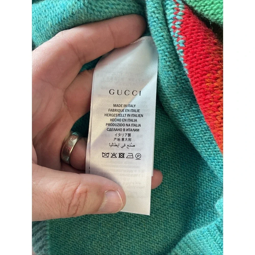 Gucci‎ Wool Sequin Collar Bow UFO Green Womens Sweater Sz S Super Rare Gorgeous - Picture 7 of 12